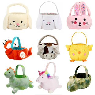 跨境新品 cow easter basket plush 复活节篮子毛绒玩具 毛绒玩偶