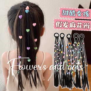 甜酷拳擊辮兒童假發(fā)辮子發(fā)圈小女孩高馬尾五角星編發(fā)頭繩發(fā)飾 新款