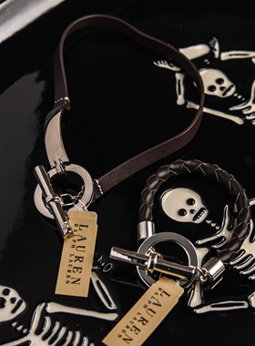 黄昏独倚朱阑。西南新月眉弯。RLL皮项圈choker项链手镯朋克孤品