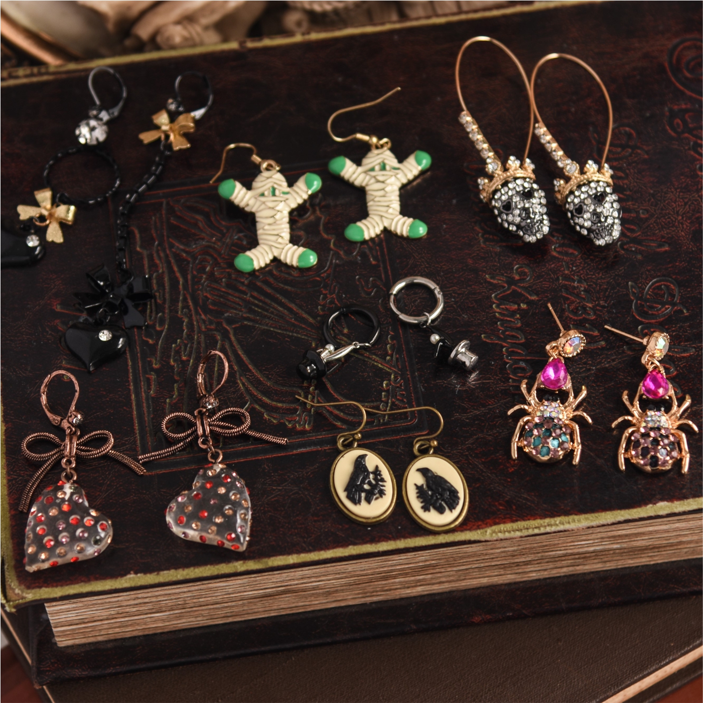 木乃伊骷髅昆虫蜘蛛耳环耳钉