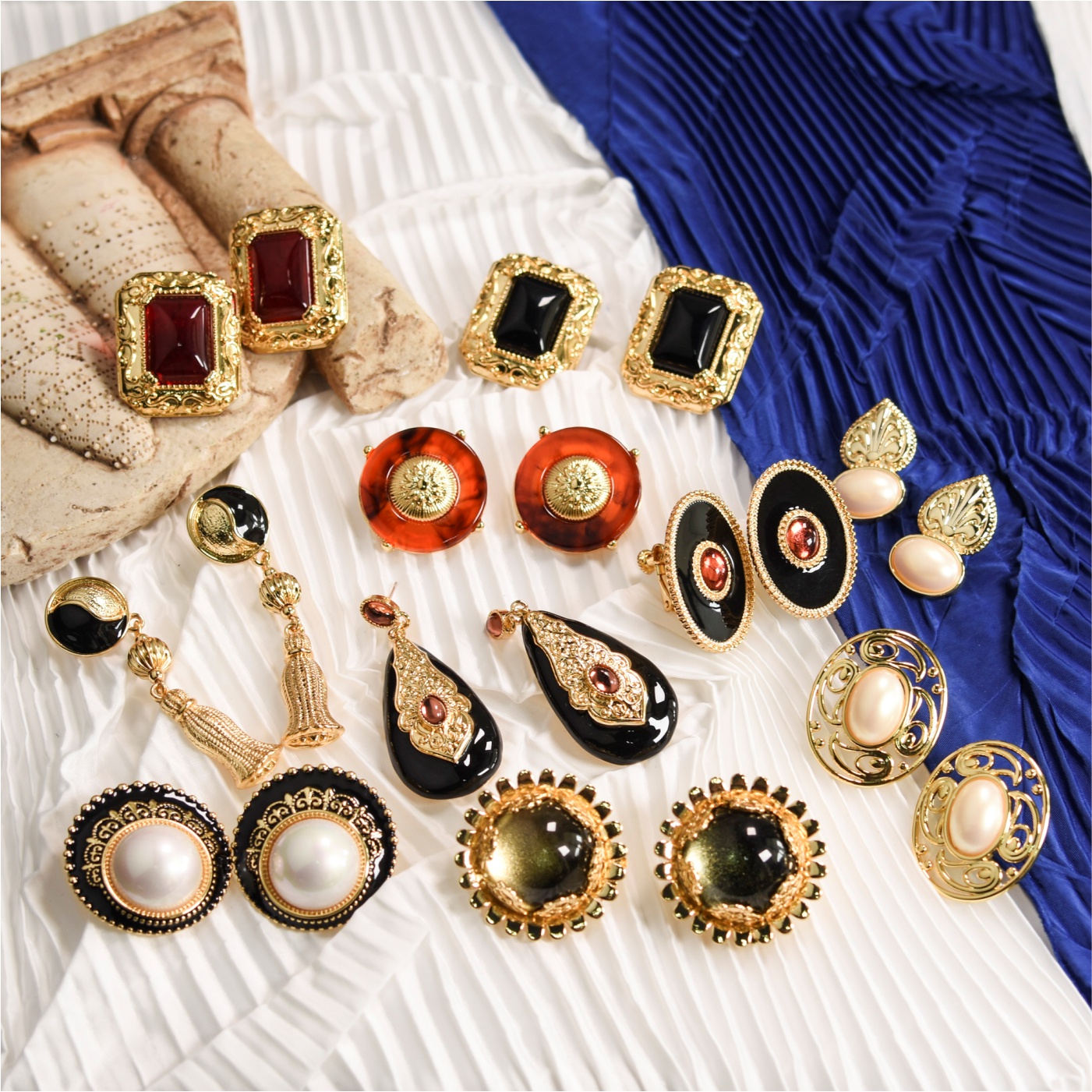 小众复古轻奢珐琅水滴法式