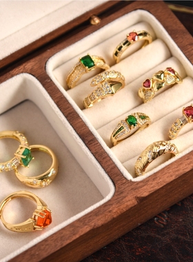 孤飞一片雪，百里见秋毫。戒指 宝石 人造莱茵石指环女新中式指甲