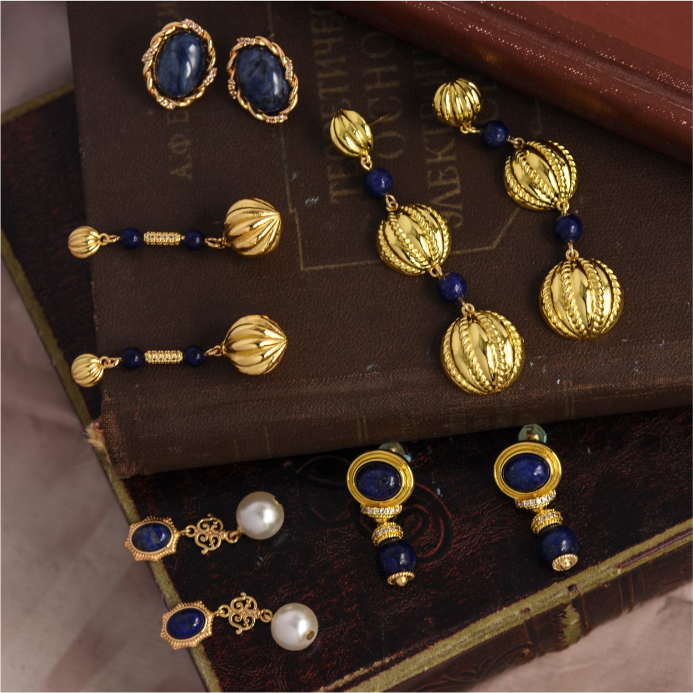 高级感复古青金石925银针耳环