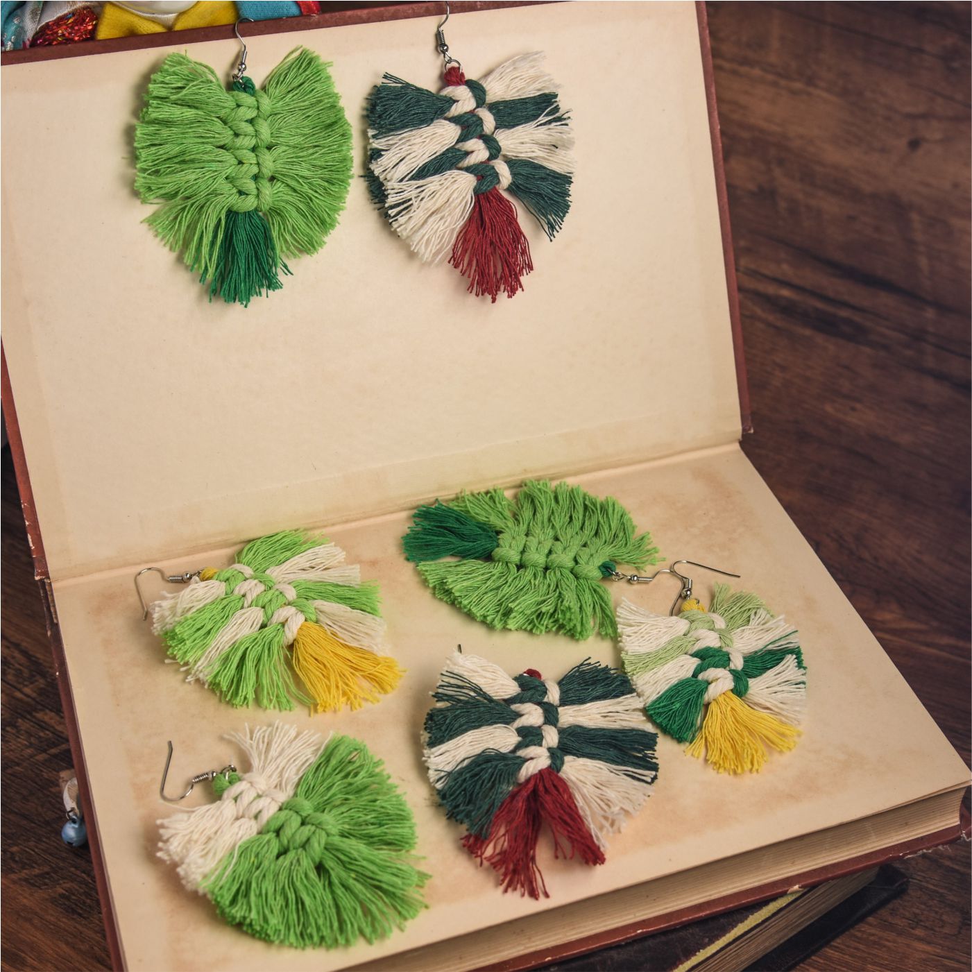 流苏彩色度假个性树叶耳饰东南亚