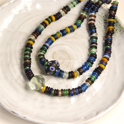 昨风一吹无人会，今夜清光似往年。甜甜圈中古琉璃项链锁骨链孤品