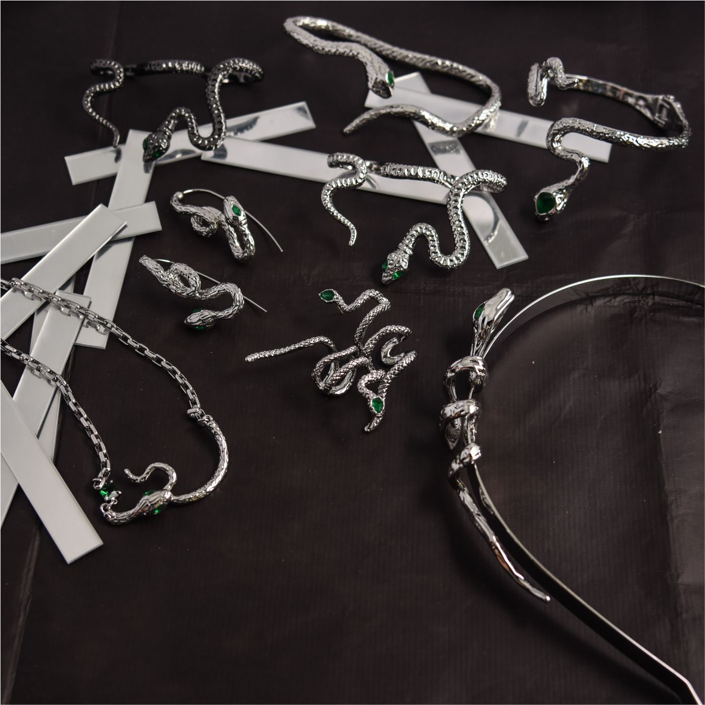 蛇造型项链耳环掌环套装