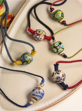 明月不知君已去，夜深还照读书窗。创汇时期蜻蜓眼琉璃珠项链孤品