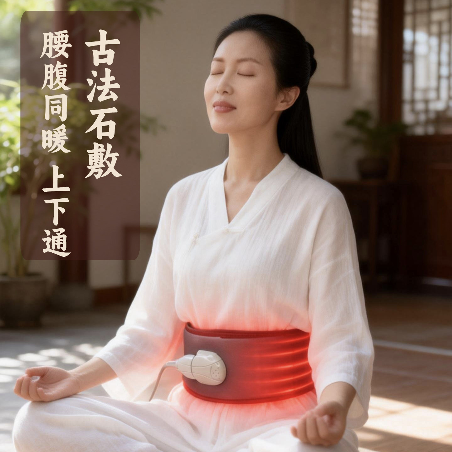 托玛琳加热护腰带光子腰椎全腰围赭石玉石热敷保暖电热腰腹带