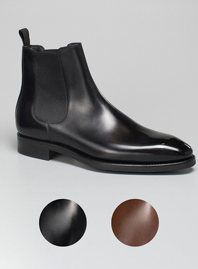 美勋代理西班牙TLB手工皮靴男黑色切尔西靴头层牛皮商务休闲新款