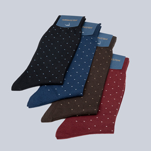 MEDALLION美勋男士Pima棉商务西装中筒棉袜棉质皮鞋正装袜子三双