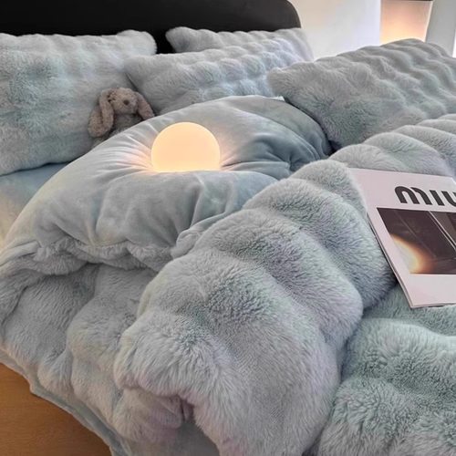 冬季加厚獭兔兔毛绒床上四件套