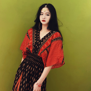 2025夏季新款连衣裙泰国度假长裙异域风情复古风波西米亚沙滩裙子