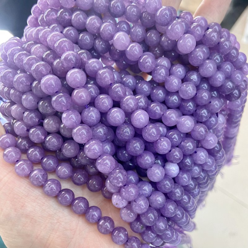 天然玉髓优化香芋紫散珠半成品长链手串项链diy手工饰品配件材料