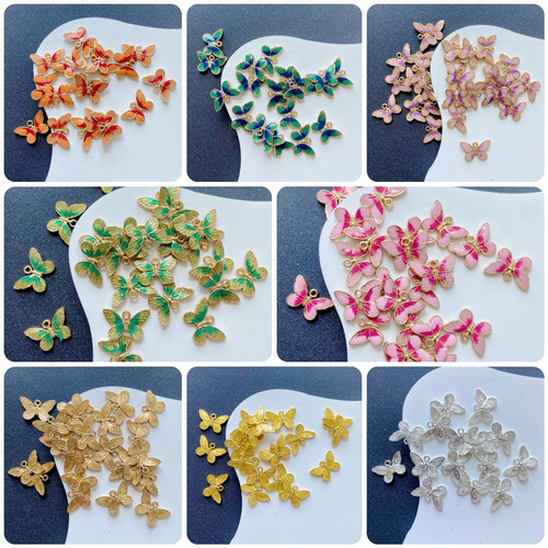 10个价10x16mm滴油合金蝴蝶吊坠diy手工古风发簪耳环饰品配件材料