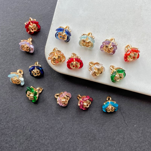 保色小花镶锆石手工DIY饰品配件材料7mm玫瑰流苏项链手链耳环吊坠