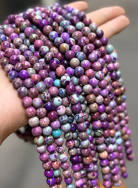 4-12mm紫帝皇圆珠散珠半成品手串手链材料diy手工饰品配件材料
