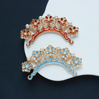 DIY手工滴油头饰配件汉服配饰明制发簪古风仿珍珠烧蓝色点缀头饰