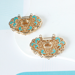 纯铜镀保色双层镂空牡丹璎珞锁手工diy古风头饰发冠流苏配件材料