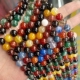 DIY天然玛瑙混色手工饰品配件材料4 12mm多色玛瑙串珠散珠子圆珠