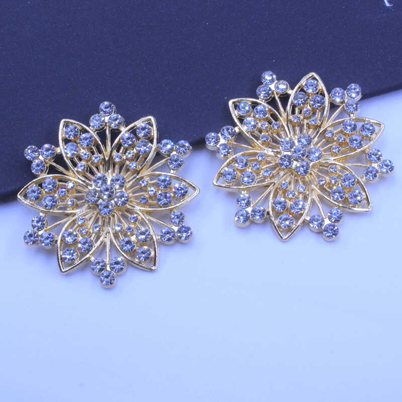 合金六叶水钻胸花服装鞋包包装饰配件辅料 手工diy头饰团扇材料