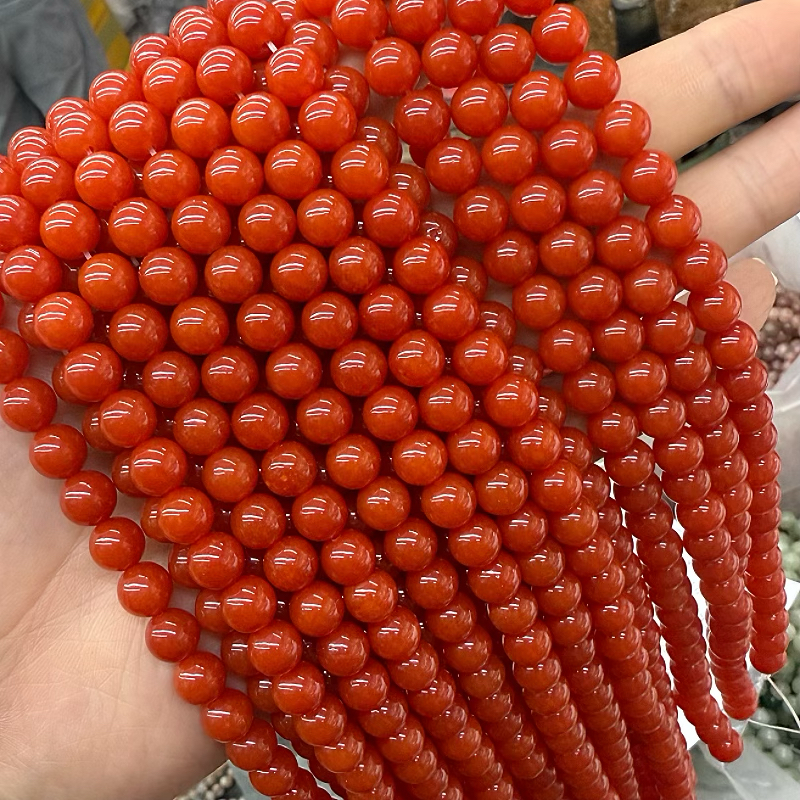 DIY天然石优化南红玛瑙色圆珠散珠串珠手链项链配饰diy饰品配件