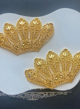 古风diy饰品配件古风发簪合金扇形发冠复古新娘发饰自制手工材料