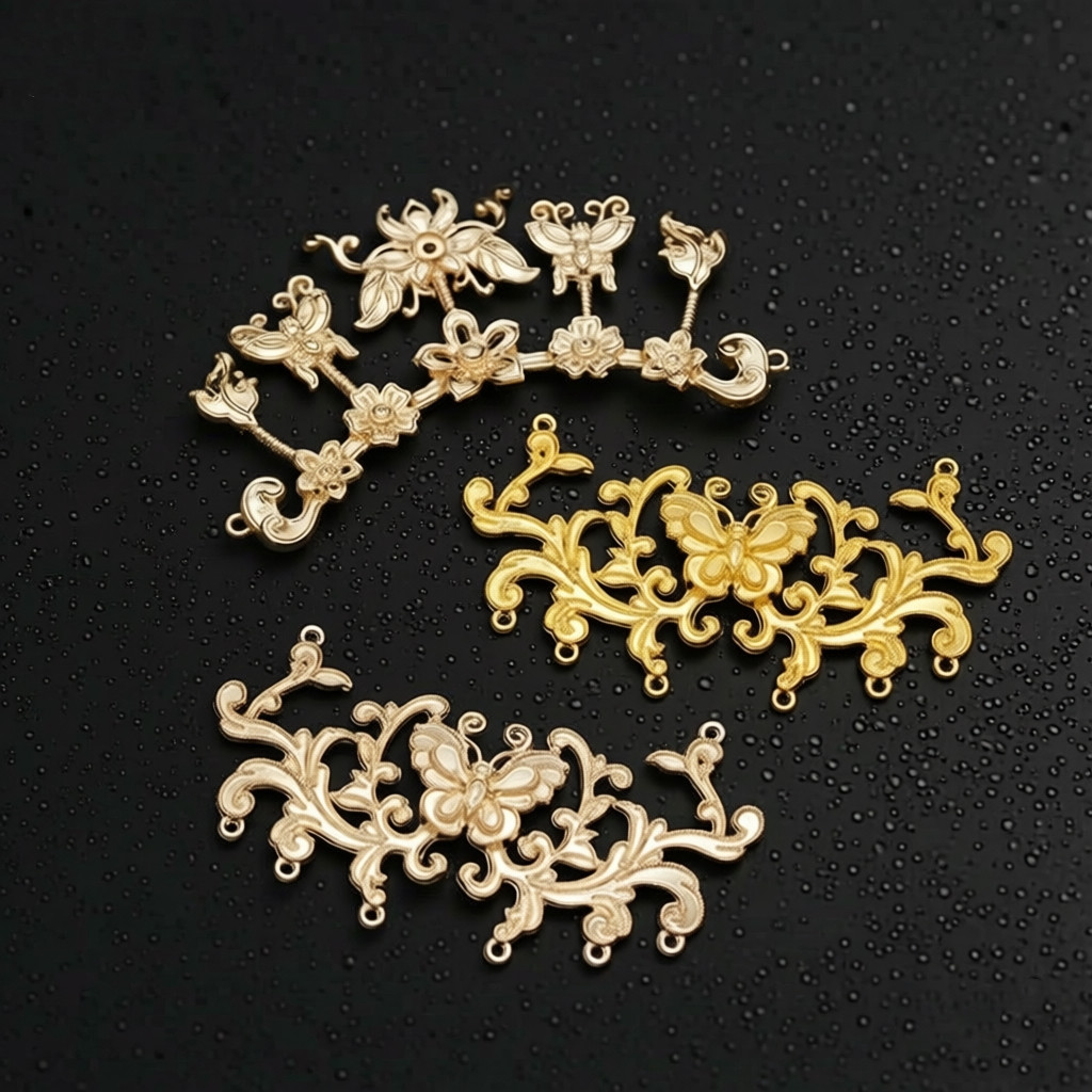 合金保色莲花蝴蝶汉服婚庆发簪头饰材料 手工DIY配件国风复古款