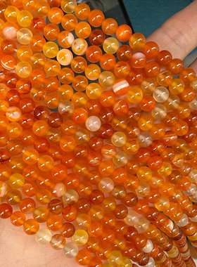 DIY天然橙玛瑙4-12mm橙色玛瑙散珠手工手链项链配件diy圆珠材料