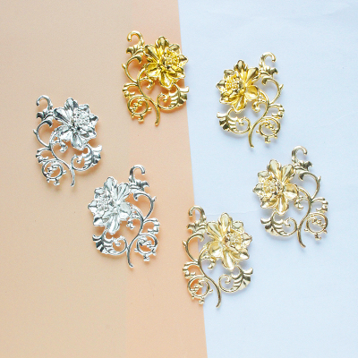 DIY合金保色牡丹花枝花藤 手工吊坠古风饰品发簪发冠璎珞diy材料