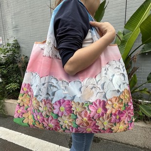 大容量布袋子油画印花超市环保购物袋可折叠单肩包旅行衣物收纳袋