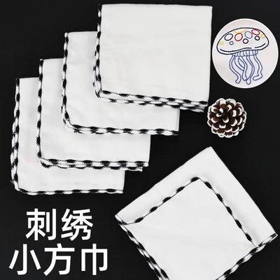 手工diy儿童刺绣空白手帕小方巾幼儿园手工课材料包刺绣卡通印图