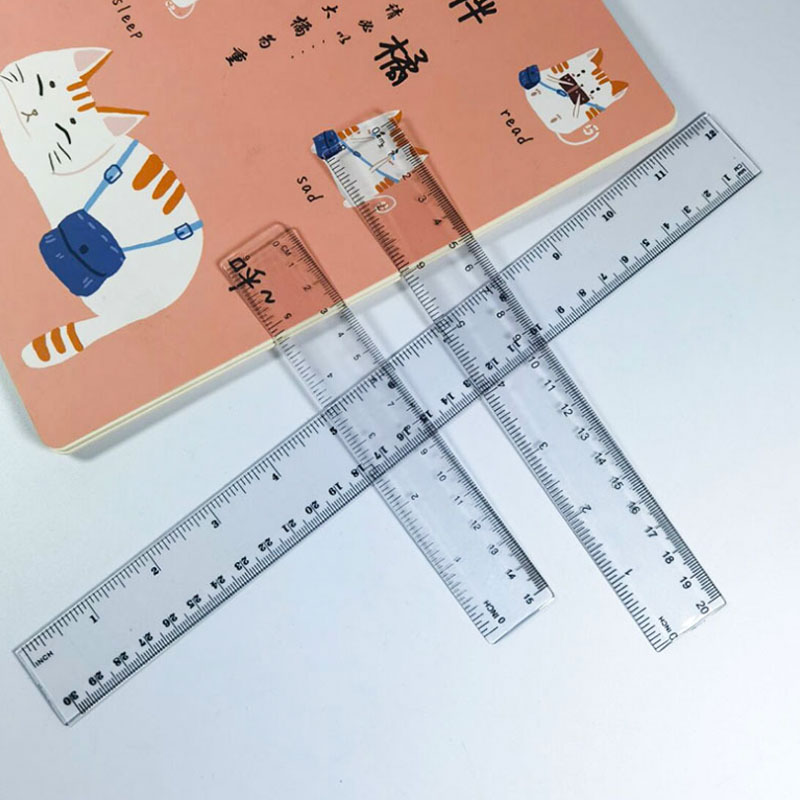 透明塑料直尺 一字尺15cm 20cm 30cm 长尺子教师用绘图测量亚