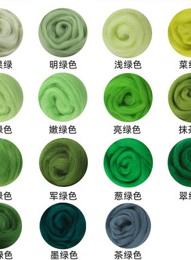 绿色系羊毛针毡戳戳乐新手初学者材料5克零基础练手羊毛条材料