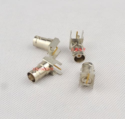 BNC母座 bnc弯插焊板  视频监控母座焊PCB板 铜材 bnc90°4个脚
