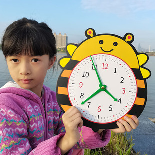 老师推荐大号钟表模型认识时间硬纸板时钟教具时分秒针可转动钟面