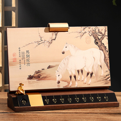 新款实木台历国风创意桌面日历