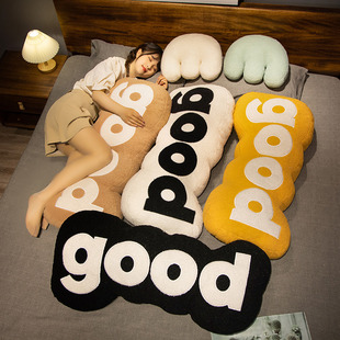 舒适长条字母软靠枕午睡枕good抱枕客厅装 ins风时尚 饰大靠垫抱枕