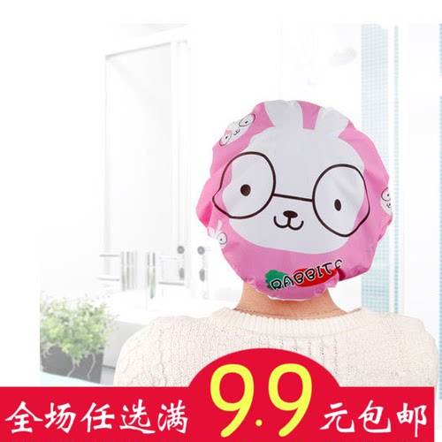 满9.9包邮防水浴帽成人女款浴帽淋浴洗澡防尘防油烟头套卡通浴帽