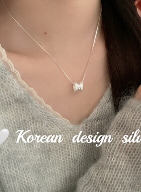 韩国简约气质款小众设计锁骨链 S925纯银 拉丝H字母项链ins高级感