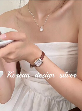 韩国东大门网红档口银饰品 S925纯银水滴母贝壳项链 蛇骨链