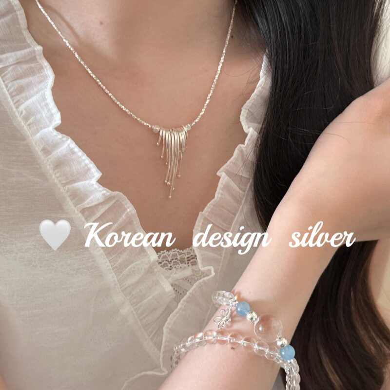 新款泰国清迈工艺饰品 S925纯银 流苏碎银项链复古部落风小众个性