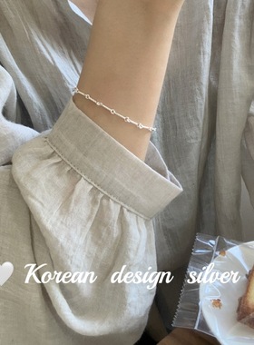 韩国博主ins推荐麻花圈s925纯银手链女款小众设计层次感叠戴手工