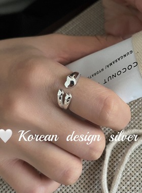 韩国东大门网红店饰品 S925纯银小巧爱心形开口戒指 叠戴指环女款