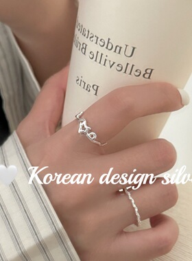 韩国东大门Ins风小众银饰品 S925纯银简约镂空星星藤蔓戒指高级