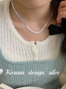 意大利进口编织链 S925纯银手工亮银项链 个性高级感锁骨链ins女
