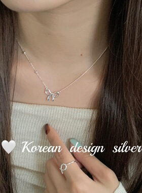 韩国S925纯银蝴蝶结锁骨链女轻奢高级感气质百搭配饰小众设计项链