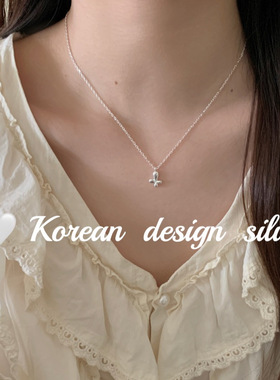 韩国ins风简约银饰品 S925纯银 精巧蝴蝶项链 叠戴高级锁骨链女