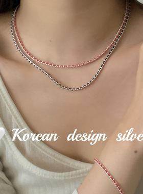 韩版2024款ins风银饰品 s925纯银项链简约多巴胺项链