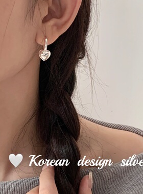 韩国2024年新款饰品 S925纯银爱心耳环 级设计小众百搭耳钉女