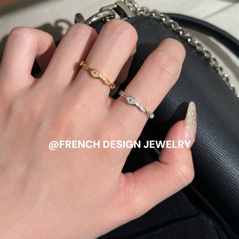 轻奢高级感精致S925纯银设计锆石戒指超美法式轻奢小众简约叠戴款